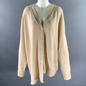 LOEWE Size M Cream Cashmere Blend Asymmetric Cardigan